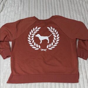 PINK Victoria's Secret Rust Crewneck Sweatshirt with White Laurel Dog Logo